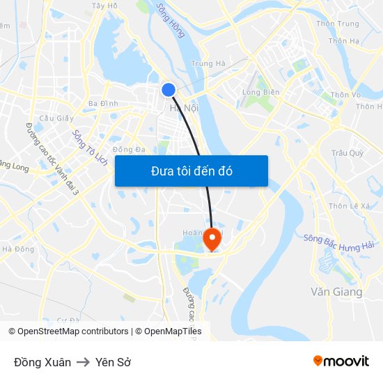 Đồng Xuân to Yên Sở map