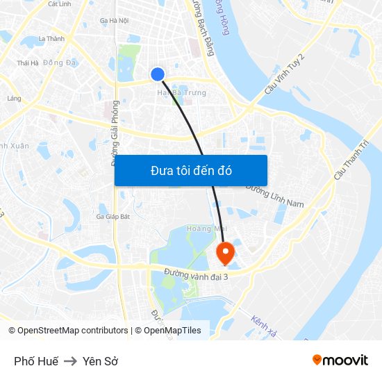 Phố Huế to Yên Sở map