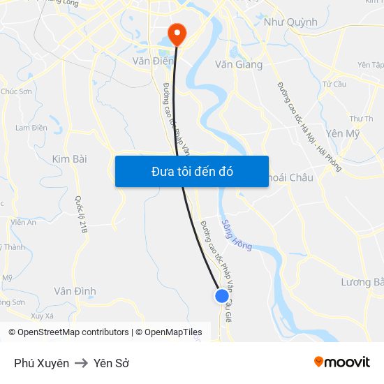 Phú Xuyên to Yên Sở map