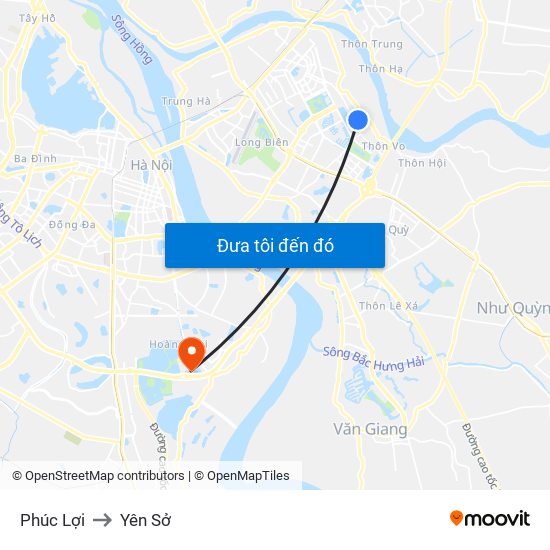 Phúc Lợi to Yên Sở map