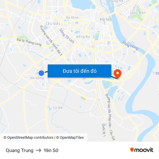 Quang Trung to Yên Sở map