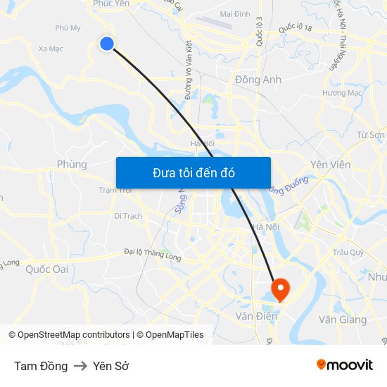 Tam Đồng to Yên Sở map