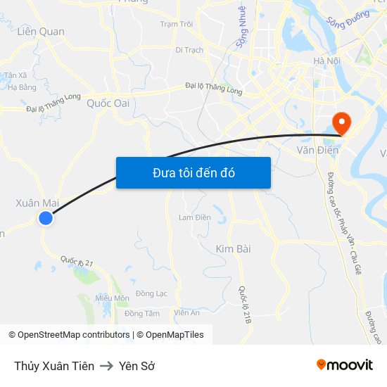 Thủy Xuân Tiên to Yên Sở map