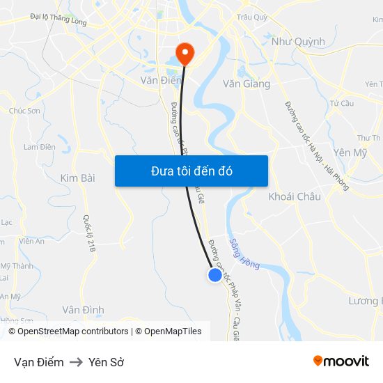 Vạn Điểm to Yên Sở map