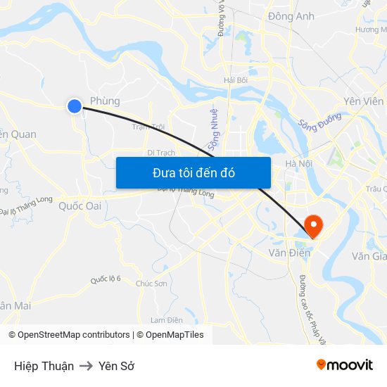 Hiệp Thuận to Yên Sở map