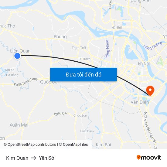 Kim Quan to Yên Sở map