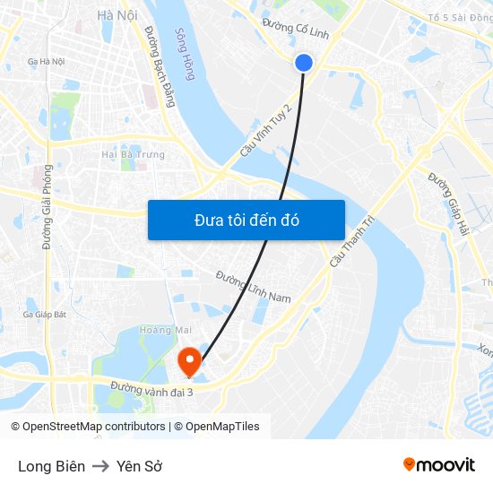 Long Biên to Yên Sở map