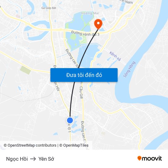 Ngọc Hồi to Yên Sở map