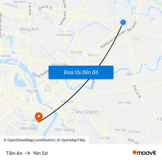 Tiền An to Yên Sở map