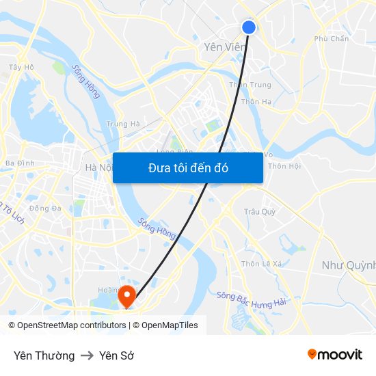 Yên Thường to Yên Sở map