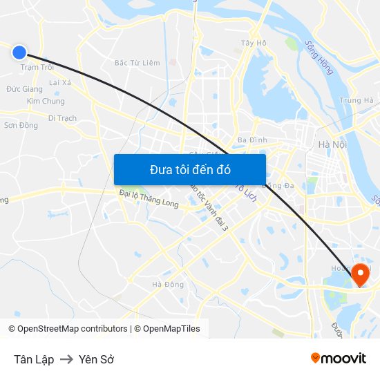 Tân Lập to Yên Sở map