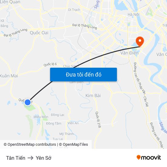 Tân Tiến to Yên Sở map