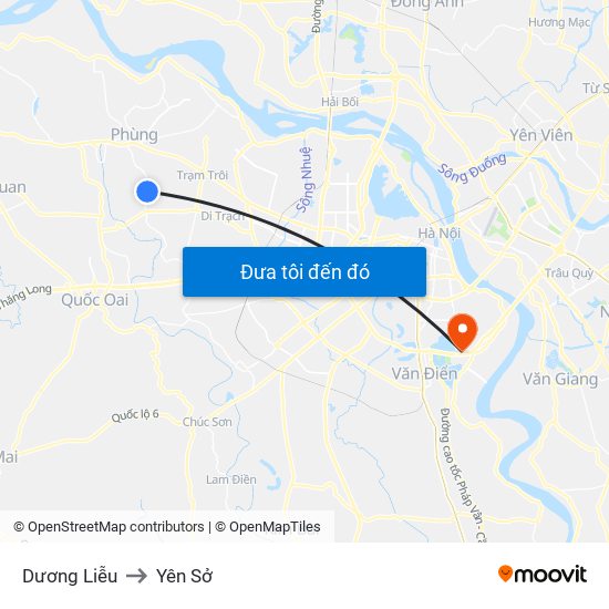 Dương Liễu to Yên Sở map