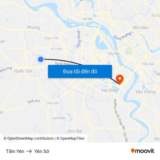 Tiền Yên to Yên Sở map