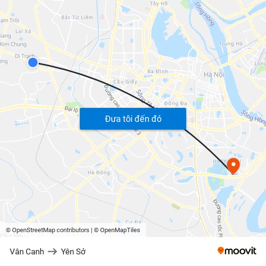 Vân Canh to Yên Sở map