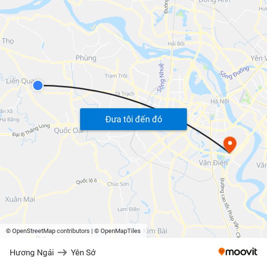 Hương Ngải to Yên Sở map