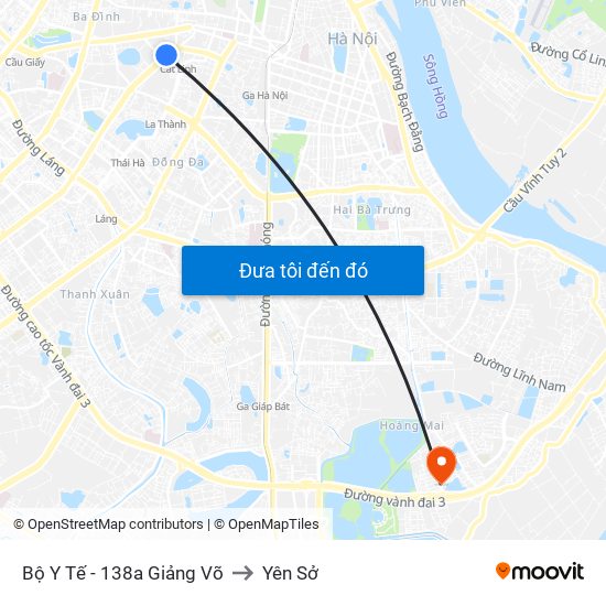 Bộ Y Tế - 138a Giảng Võ to Yên Sở map