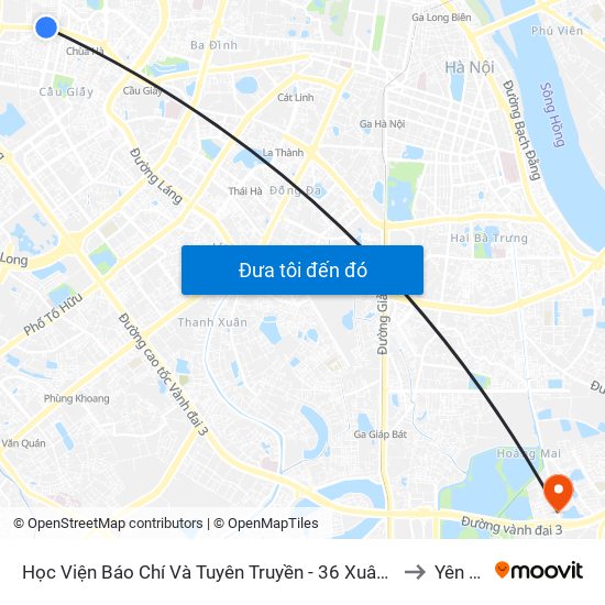 Học Viện Báo Chí Và Tuyên Truyền - 36 Xuân Thủy to Yên Sở map