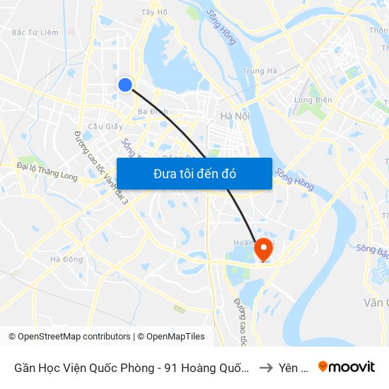 Gần Học Viện Quốc Phòng - 91 Hoàng Quốc Việt to Yên Sở map
