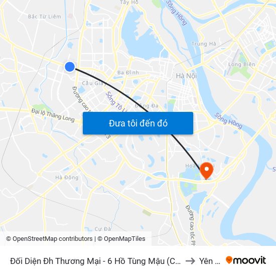 Đối Diện Đh Thương Mại - 6 Hồ Tùng Mậu (Cột Sau) to Yên Sở map