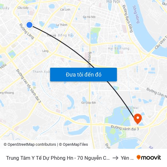 Trung Tâm Y Tế Dự Phòng Hn - 70 Nguyễn Chí Thanh to Yên Sở map