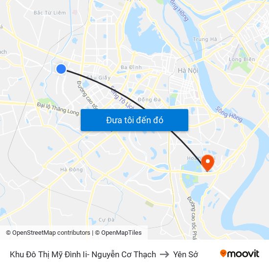 Khu Đô Thị Mỹ Đình Ii- Nguyễn Cơ Thạch to Yên Sở map