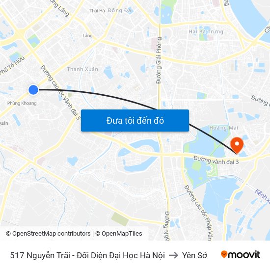 517 Nguyễn Trãi - Đối Diện Đại Học Hà Nội to Yên Sở map