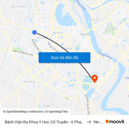 Bệnh Viện Đa Khoa Y Học Cổ Truyền - 6 Phạm Hùng to Yên Sở map