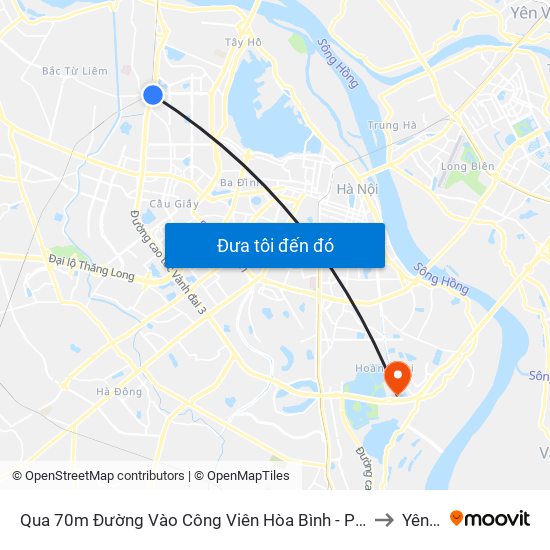 Qua 70m Đường Vào Công Viên Hòa Bình - Phạm Văn Đồng to Yên Sở map