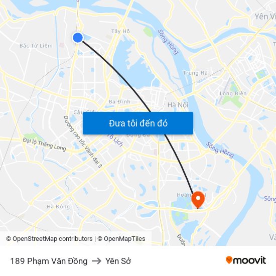 189 Phạm Văn Đồng to Yên Sở map