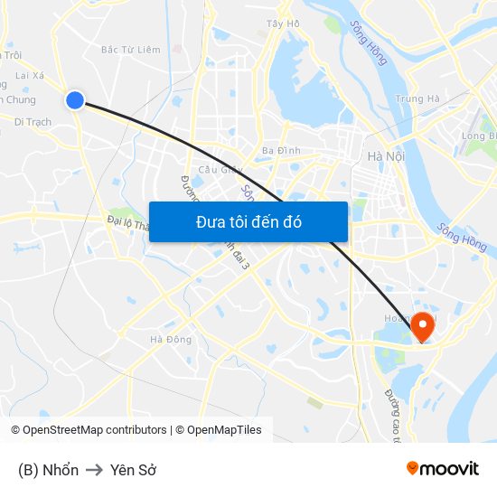 (B) Nhổn to Yên Sở map