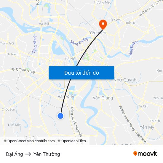Đại Áng to Yên Thường map
