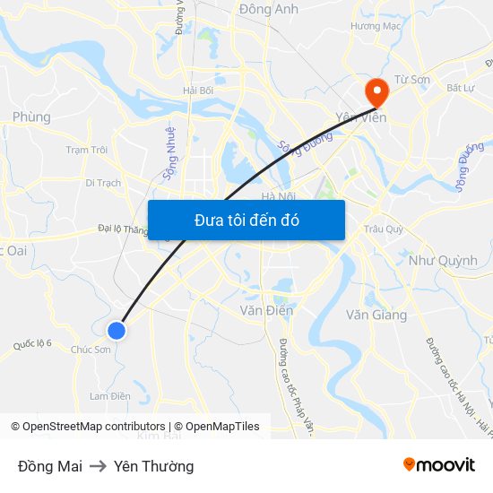Đồng Mai to Yên Thường map