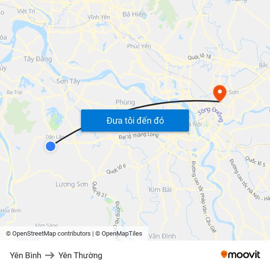 Yên Bình to Yên Thường map