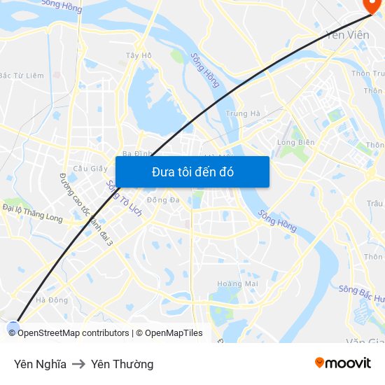 Yên Nghĩa to Yên Thường map