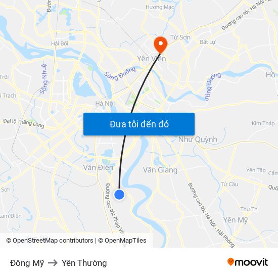 Đông Mỹ to Yên Thường map