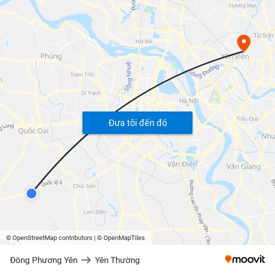 Đông Phương Yên to Yên Thường map