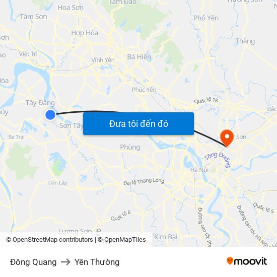 Đông Quang to Yên Thường map