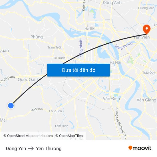 Đông Yên to Yên Thường map