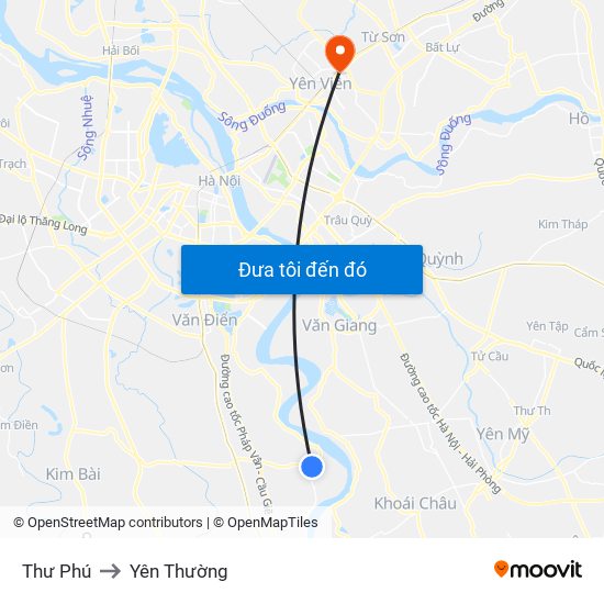 Thư Phú to Yên Thường map