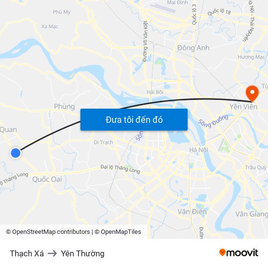 Thạch Xá to Yên Thường map