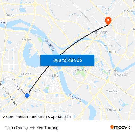 Thịnh Quang to Yên Thường map