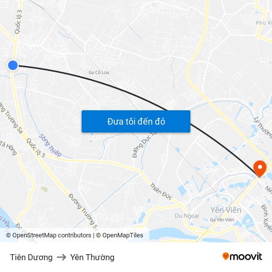 Tiên Dương to Yên Thường map