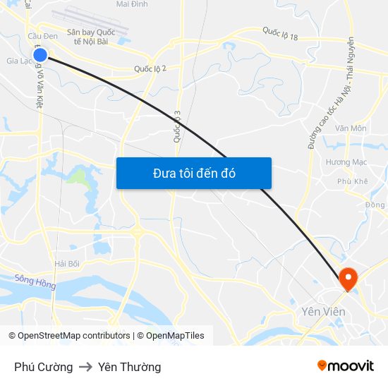 Phú Cường to Yên Thường map