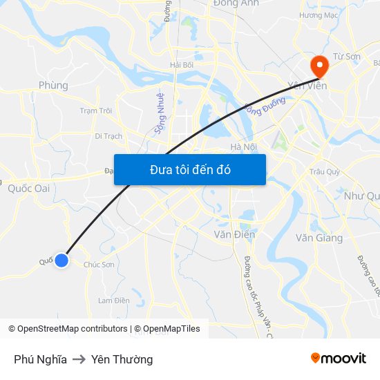 Phú Nghĩa to Yên Thường map