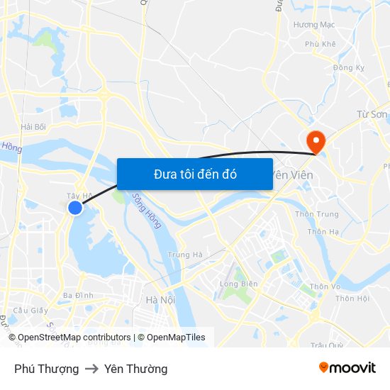 Phú Thượng to Yên Thường map