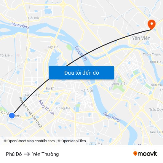 Phú Đô to Yên Thường map