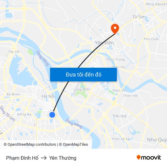 Phạm Đình Hổ to Yên Thường map