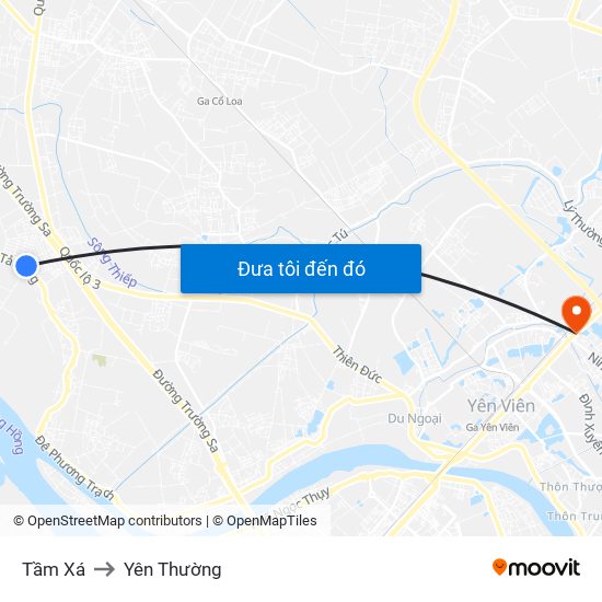 Tầm Xá to Yên Thường map