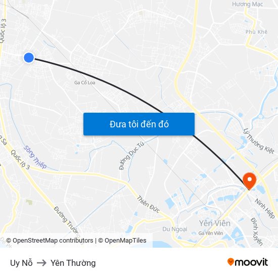 Uy Nỗ to Yên Thường map